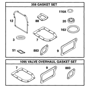 Gasket Set Diagram and Parts List for 95982-3110-01  Briggs and Stratton Engine